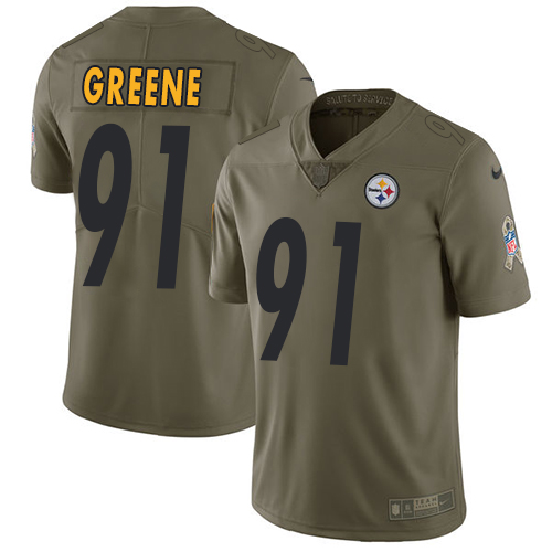 Nike Steelers #91 Kevin Greene Olive Men's Stitched NFL Limited Salute to Service Jersey - Click Image to Close